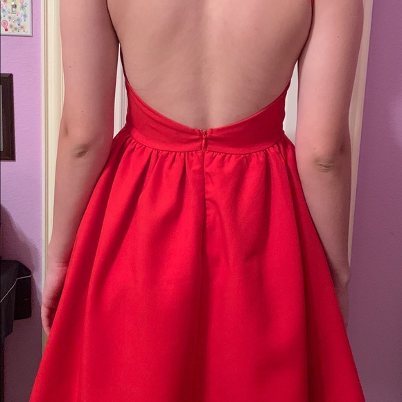 LuLu’s Red Backless Skater Dress Size L - Picture 3 of 8